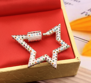 Breloques en argent sterling 925 avec fermoir étoile en CZ multicolore pour collier unisexe tendance - Product Image 4