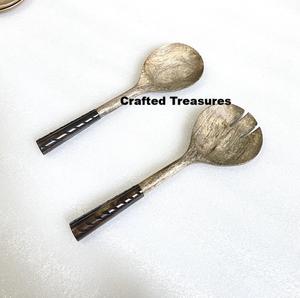 Ensemble de couverts à salade en bois et résine pour outils de mélange de desserts aux fruits et ustensiles de cuisine Ensemble de vaisselle de fête au meilleur prix - Product Image 2