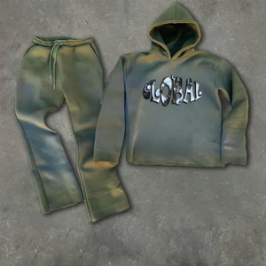 Ensemble de survêtement unisexe personnalisé pour l'hiver 2026, sweat à capuche et pantalon de survêtement imprimé à l'écran, ensemble de survêtement délavé à l'acide, service OEM - Product Image 2