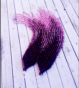 Boucles d'oreilles à franges perlées Boucles d'oreilles en perles violettes Crochet d'oreille en argent 925 Boucles d'oreilles longues Boucles d'oreilles en perles Ombre Bijoux en perles - Product Image 1