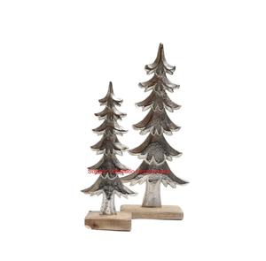 Escultura de árbol de Navidad de Metal plateado de alta calidad, diseño moderno tallado con Base de madera para decoración del hogar y festivales - Product Image 5