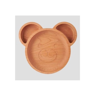 Assiette de chat en bois Assiette de bébé visage de panda Vaisselle Vaisselle Assiettes en bois pour bébé au meilleur prix - Product Image 1