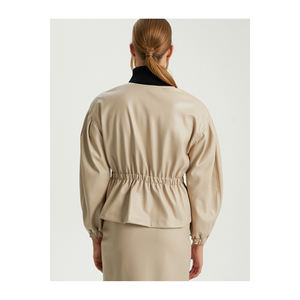 BGN Veste bomber en simili cuir à taille élastique pour femme W24J118 - Product Image 5