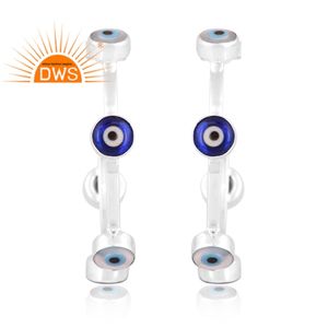 Meilleure qualité en argent sterling fin mère de poire et pierre précieuse en résine bleue boucle d'oreille personnalisée Iewelry fabricant - Product Image 2