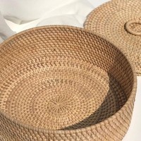 Panier de rangement multifonctionnel en rotin tressé à la main, écologique, avec couvercle, taille et couleur personnalisables, tolérance de précision élevée, haute précision