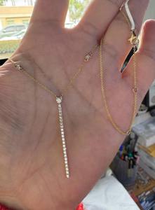 Collar con Colgante de Barra Vertical de Diamantes en Oro de 14K, Joyería Fina Minimalista y Elegante, Regalo para Mujer, Cumpleaños, Aniversario - Product Image 2