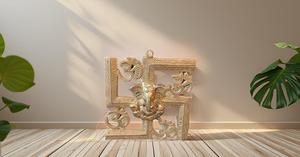 Statue murale Ganesha en laiton doré motif vertical pour hindou Pooja Mandir décoration murale décoration de porte cadeau pour quelqu'un - Product Image 5