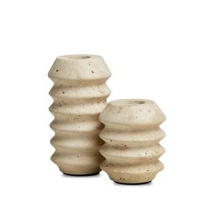 Elegant Travertine <b>Marble</b> <b>Candle</b> Holder Natural Stone Finish Decorative Accent For Living Room Dining Table Home Decor - Product Image 2