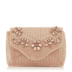 Portefeuille artisanal en perles de rocaille avec motif floral brodé, léger et de forme carrée - Product Image 5