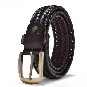 Luxury Man <b>Knitted</b> <b>Belts</b> Black Brown Steel Iron Buckle Casual Style Heavy Duty High Strength 3.5cm Width 110-130cm Length - Product Image 4