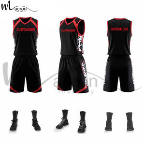 OEM ODM Nouveauté Rouge Noir 100% Polyester Vêtement Adulte Séchage Rapide Respirant Vêtement de Sport Extérieur Uniforme de Basket-Ball pour Équipe - Product Image 4