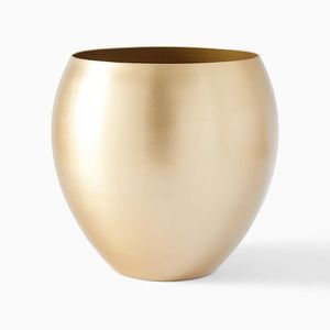 <b>Gold</b> Metal <b>Planter</b> With Wooden Stand Modern Decorative Pot and Natural Wood Base for Home & Office Decor - Product Image 4