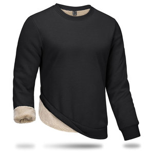 Mens Full Sherpa Lined Crewneck Sweatshirts Premium Heavy-weight Fleece Lined Long Sleeve No Hood Pullover OEM Services - Product Image 1