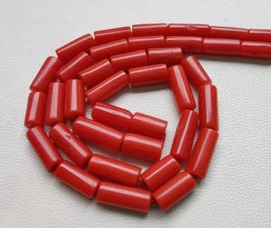 Cuentas italianos 100% naturales, de alta calidad, tubo de Coral rojo, cuentas de piedras preciosas de Coral para fabricación de joyas - Product Image 1