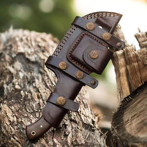 Venta caliente cuchillo de hoja fija de acero de Damasco con mango de madera hecho a mano al aire libre Bowie Camping cuchillos OEM soporte personalizado - Product Image 2