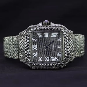 Reloj de diamantes de moissanita negra Iced Out Hip Hop Bussdown reloj automático de Diamantes Joyería de moda para hombres - Product Image 1