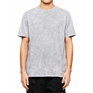 T-shirt en coton noir délavé pour homme, manches courtes, col rond, coupe ample, jersey décontracté, couleur unie, style streetwear, séchage rapide - Product Image 3