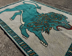 พรมอินเดียประดับด้วยขนสีแดงสดทำด้วยมือลายแอ็บสแตรกต์ที่สวยงามปรับขนาดได้มีให้เลือกหลายสี - Product Image 4