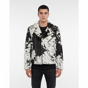 แจ็กเก็ตหนังวัวสำหรับผู้ชายผู้หญิงแจ็กเก็ตมอเตอร์ไซด์ออกแบบได้ตามต้องการ - Product Image 1