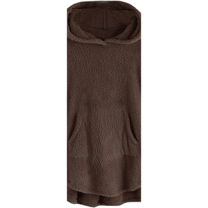 Vestido Sudadera Personalizado para Mujer, 100% Algodón, 360g, Invierno, Ecológico, Transpirable, Resistente al Viento, Bordado en Relieve, Marrón - Product Image 3