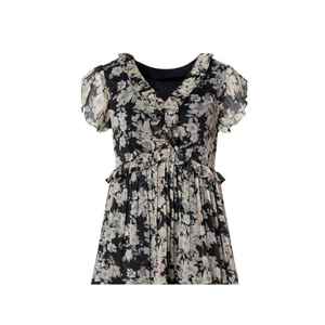 Vestido Maxi con Estampado Floral, Corte en A, Cintura Imperio, Estilo Romántico de Chifón con Hombros Descubiertos - Product Image 2