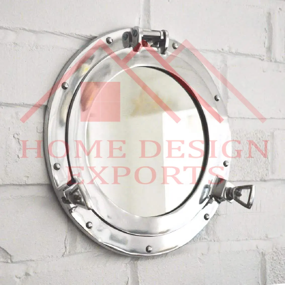 Espelho de parede de alumínio contemporâneo, acabamento cromado de parede, navio náutico, espelho decorativo de casa e sala de estar