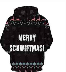 Sudadera con capucha de invierno con logotipo personalizado para hombre, diseño sólido ligero, Material polar, manga larga, tintes térmicos con estampado Digital navideño - Product Image 4