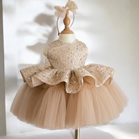 Robe de princesse haut de gamme pour filles jupe évasée courte paillettes automne printemps tissu en mousseline de soie livraison rapide OEM ODM Vietnam mode