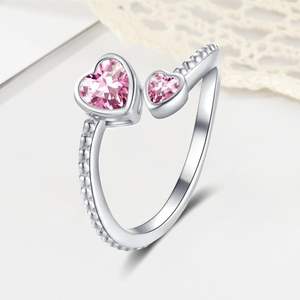 Anillo de corazón abierto Ajustable brillante simple, banda de Mes del zodiaco arcoíris, anillos de piedra natal, regalos de <span class=keywords><strong>cumpleaños</strong></span> para <span class=keywords><strong>mi</strong></span> <span class=keywords><strong>hija</strong></span> - Product Image 6
