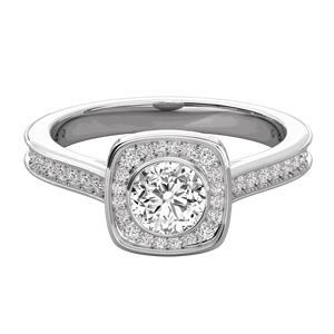 Round Diamond Prong Set Cluster Halo Engagement <b>Ring</b> - Product Image 1