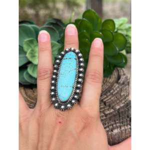Anillo Augustine Largo Kingman, Elegante, de Turquesa y Plata de Ley con Baño de Oro Rosa, Talla 7, Regalo Perfecto - Product Image 2