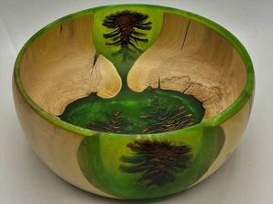 Minimalist <b>Wooden</b> <b>Resin</b> Bowl Handcrafted Modern Rustic <b>Table</b> Centerpiece Decorative Elegant Home Kitchen Display - Product Image 6