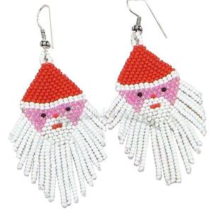 Pendientes de gota con cuentas de semillas bohemias caseras con estilo de las mejores cuentas de colores de la India - Product Image 3