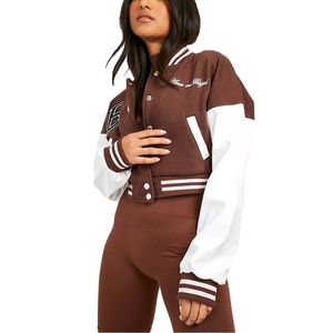 OEM de alta calidad Chenille bordado Bomber Letterman Crop Applique hombres Universidad personalizada béisbol Jersey Boxy Fit soporte de invierno - Product Image 4