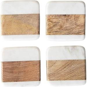 Handcrafted Modern Blue Resin And Oak Wood <b>Coasters</b> With Gold Flakes Square <b>Drink</b> <b>Coaster</b> Set For Home Decor And Gifts - Product Image 4