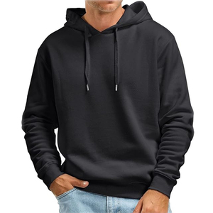 Sudaderas con capucha de invierno informales negras Jersey de peso pesado Sudaderas con capucha transpirables personalizadas para hombres - Product Image 1