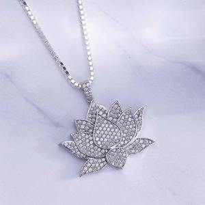 Collar con Colgante de Diamante Moissanite VVS Premium con Diseño de Flor de Loto en Plata 925, Joyería Hip Hop a Bajo Precio - Product Image 5