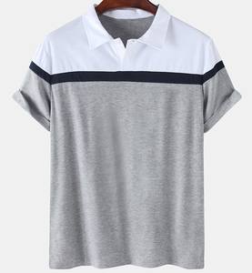 Écologique 100% Coton Hommes pour Chemise Rayé Imprimé Col Brodé À La Mode Confortable Casual Golf Wear Tissu Tricoté - Product Image 4