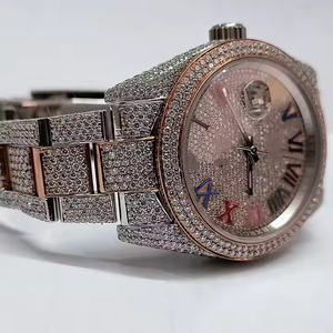 Reloj de diamantes de estilo lujoso VVS Moissanite reloj Hip Hop cuarzo oro reloj automático para hombres y mujeres - Product Image 2