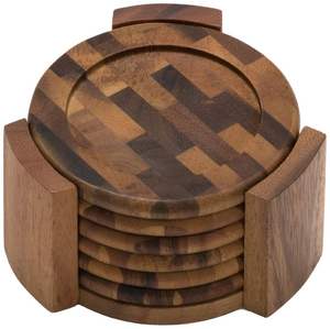 Posavasos de madera de forma redonda con acabado natural adecuado para cocina mesa de comedor Escritorio de oficina bar restaurante uso diario - Product Image 6