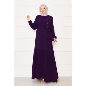 Robe Plum Front avec détails en pierres et liens, silhouette droite et taille naturelle - Product Image 3