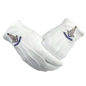 Gants maçonniques blancs en coton brodés, simples, pour cérémonies religieuses, à bas prix - Product Image 4