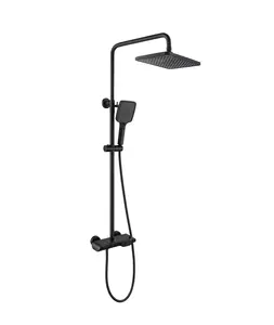 Premium Quality Rain Shower Hand Shower Digital Display Exposed Shower Bar Set with Three Functions - Black LT-KX-EBS-00030