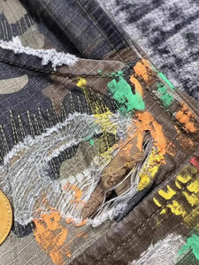 กางเกงยีนส์ขาสั้นผู้ชายทรงหลวมสไตล์สตรีทแวร์ ผ้าเดนิมสีพื้นแบบดิสเทรส มีกระเป๋าใช้งานได้จริง เอวกลาง ผ้าถักแบบคาร์โก้ ผ้าฝ้าย 100% แห้งเร็ว - Product Image 3