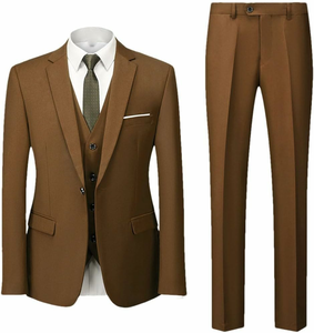 Traje Formal de Novio de Alta Calidad, Elegante, de Color Sólido, Transpirable, de Tres Piezas, Trajes para Hombre, Trajes de Oficina para Caballeros - Product Image 1