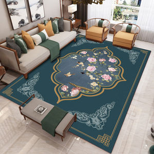 Tapis Moderne Abstrait Personnalisé pour Salon, Grand Tapis en Velours, Motif Floral Cristallin, Style Peinture à l'Encre Chinoise, Antidérapant à Pois - Product Image 3