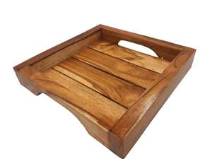 ถาดเสิร์ฟอาหารงานแกะสลักไม้ดีไซน์วินเทจถาดเสิร์ฟอาหารหัตถกรรมโบราณพร้อมที่จับโลหะ - Product Image 6