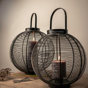 Set of 2 Iron Metal Wire Round Black Candle <b>Lantern</b> for Home and Christmas Lighting Decoration Floor & Hanging <b>Lantern</b> - Product Image 2