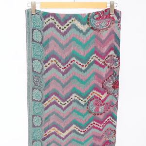 Colorful Embroidered <b>Wool</b> <b>Scarf</b> <b>for</b> <b>Women</b> Handmade Bohemian Shawl Zigzag Paisley Dot Winter-friendly Pink Teal Lavender Aqua - Product Image 1