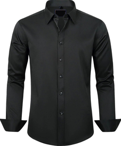 Chemise classique à boutons en coton de travail personnalisée avec logo brodé en créateur Chemises habillées à manches courtes pour homme - Product Image 1